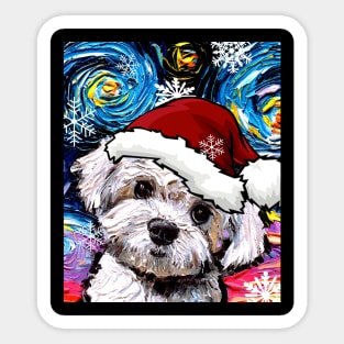 Maltipoo Santa Sticker